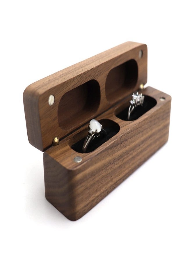 EINCORN Fashion Wood Box for 2 Rings Slim Double Storage Holder Modern Wedding Bearer Box Decorative Box with Lid, as the picture shows - Image 1